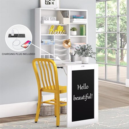 Utopia Alley 31.5 x 7 x 31.5 in. Fold-Out Convertible Desk with Large Storage Cabinet, White SH71WWE